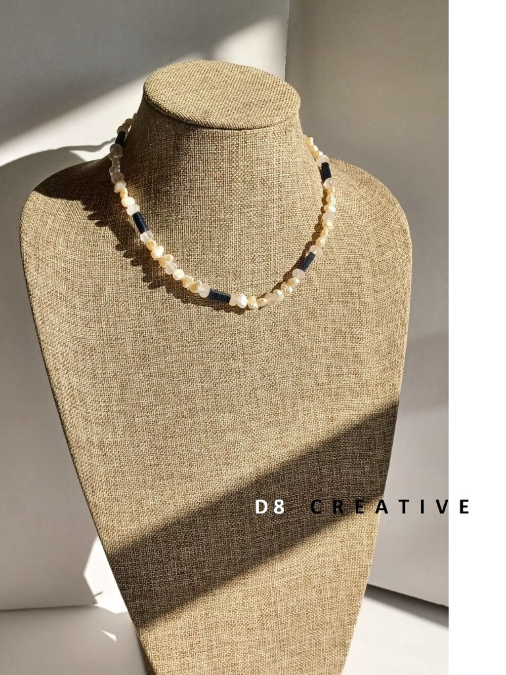 New freshwater pearl with rose quartz and agate sterling silver necklace